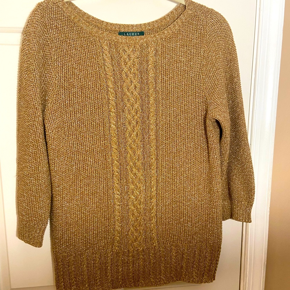 Gold Ralph Lauren sweater, 3-quarter sleeves